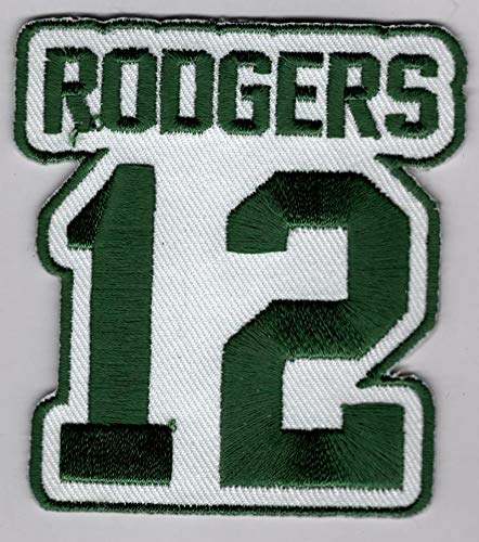 Aaron Rodgers No. 12 Patch – Jersey Number Football Sew or Iron-On Embroidered Patch 2 1/4 x 2 3/4″
