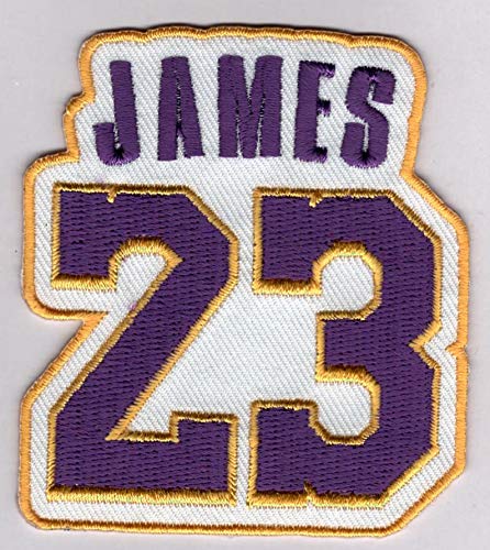 LeBron James No. 23 Patch – Jersey Number Basketball Sew or Iron-On Embroidered Patch 2 1/2 x 2 3/4″