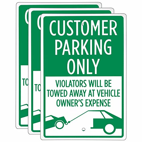 Customer Parking Only Sign (3-pack) – 18″ x 12″ Aluminum Warning Sign For Parking Lots, Private Driveways, & Businesses