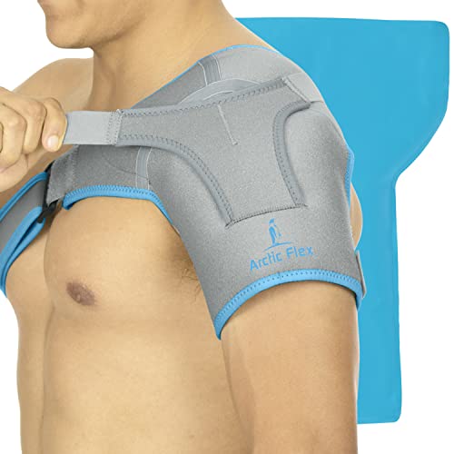 Arctic Flex Shoulder Ice Pack Brace – Cold Reusable Cool Gel Wrap, Hot Therapy – Immobilizer Compression Stability Support for Tendonitis, Dislocated Joint, Left and Right Rotator Cuff Arm Pain Relief