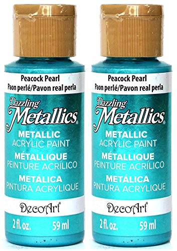 2-Pack – DecoArt Dazzling Metallics Acrylic Colors – Peacock Pearl, 2-Ounces Each