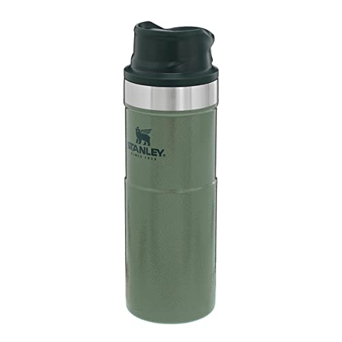 Stanley Trigger Action Travel Mug 0.47L Hammertone Green – Keeps Hot for 7 Hours – BPA-free Stainless Steel Thermos Travel Mug for Hot Drinks – Leakproof Reusable Coffee Cups