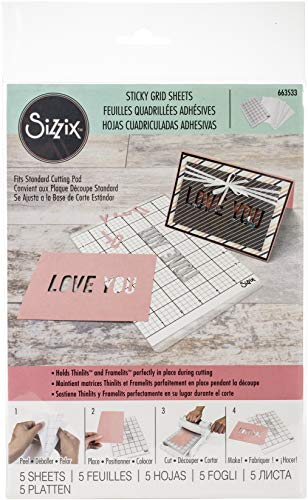 Sizzix Accessory Sticky Grid Sheets 6″ x 8 1/2″ 5 Pack, Multicolor 5