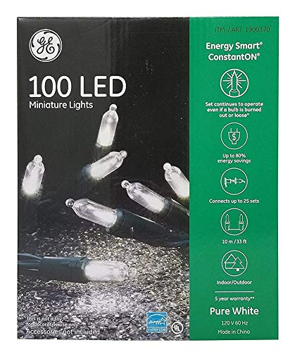 DISTRESSED BOX GE 100 LED Miniature Lights Energy Smart ConstantOn, Pure White