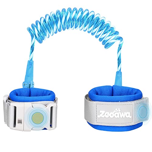 Zooawa Toddler Leash, Toddler Kids Harness Anti Lost Wrist Link with Magnetic Lock, Reflective Safety Baby Child Walking Wristband Leash for 2,3,4 Years Old Boys Girls, Blue