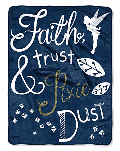 The Northwest Company Disney Tinkerbell Faith, Trust and Pixie Dust Fleece Super Plush Throw Blanket 46″ x 60″ (117cm x 152cm)