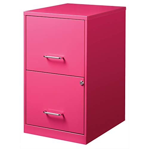 Office Dimensions 18in. 2 Drawer Metal SOHO Vertical File Cabinet, 18 in, Pink