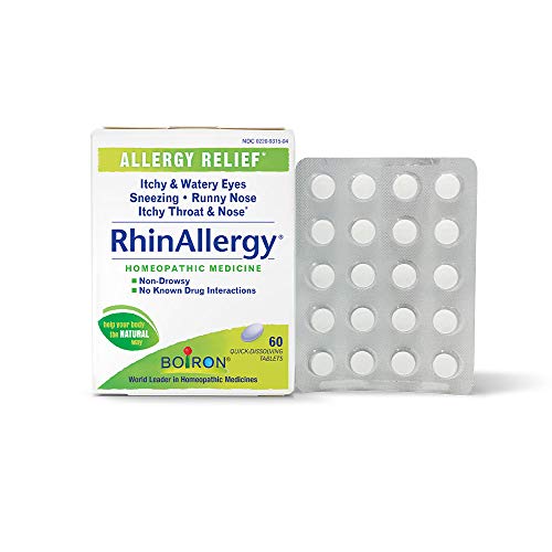 Boiron RhinAllergy Tablets for Relief from Allergy Symptoms of Sneezing, Runny Nose, and Itchy Eyes or Throat – 60 Count