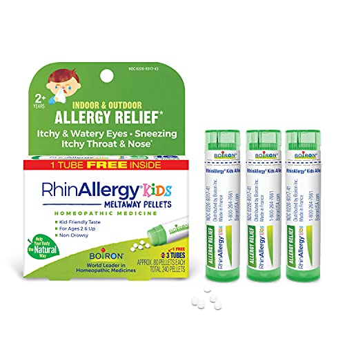 Boiron RhinAllergy Kids Pellets for Relief from Allergy Symptoms of Sneezing, Runny Nose, and Itchy Eyes or Throat – 3 Count (240 Pellets)