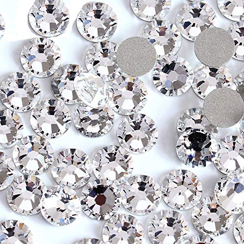 Onwon 1440 SS20 / 4.8mm Clear Crystal Flat Back Brilliant Round Rhinestones Glass Stones Glitter Gems Transparent Faux Diamond (Clear)