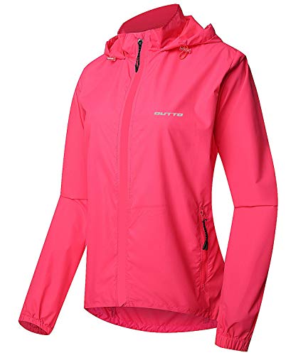 Outto Women’s Cycling Jacket Convertible UPF50+ Windproof with Zip Off Sleeves(X-Large,Pink)