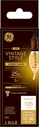 GE Vintage Style LED Light Bulb, 25 Watt Eqv, Amber Finish, Warm Candle Light, Decorative Bulb, Small Base | The Storepaperoomates Retail Market - Fast Affordable Shopping