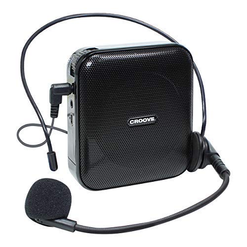 Croove Voice Amplifier: Portable Rechargeable Microphone with Headset & Belt Clip – Ideal for Classroom Teachers & Tour Guides – Microphone with Speaker