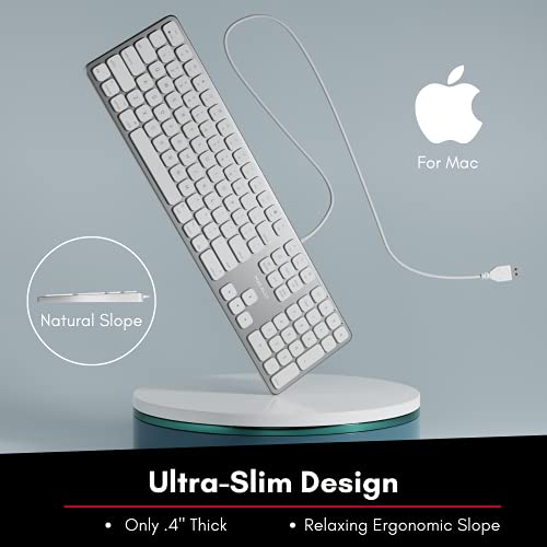 Macally Premium Wired Mac Keyboard with Number Keypad and 2 Port Hub – Compatible Apple Keyboard Wired – Extended USB Keyboard for Mac Mini/Pro, iMac, MacBook Pro / Air (Silver Aluminum) | The Storepaperoomates Retail Market - Fast Affordable Shopping