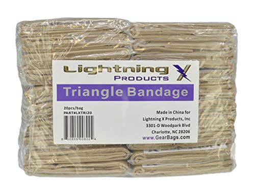 Lightning X Triangle Bandage w/ Safety Pins – Pack of 20 – Non Woven & Latex Free