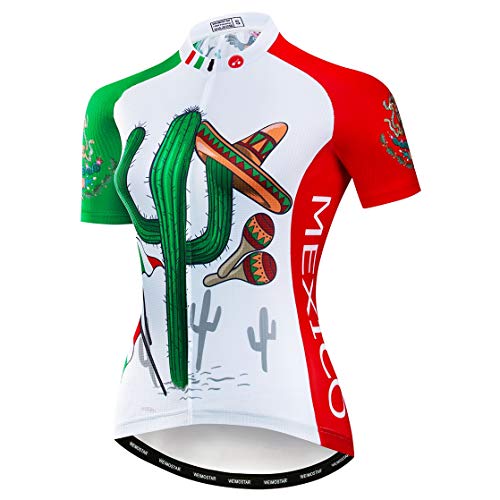Cycling Jersey Women Mountain Bike Jersey Shirts Short Sleeve Road Bicycle Clothing MTB Tops Summer Outdoor Sports Wear Mexico Green Size M