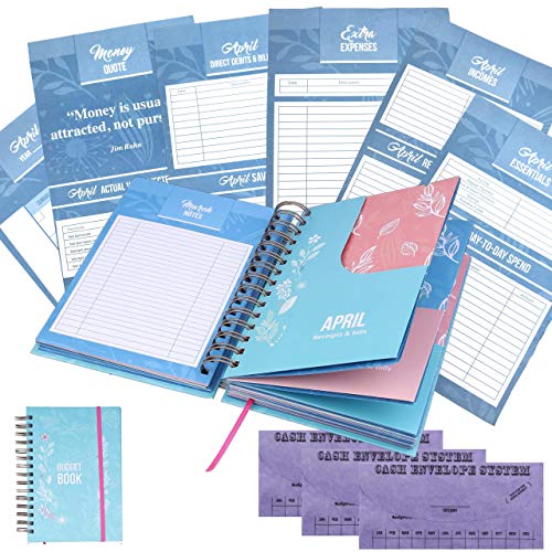 Budget Planner & Monthly Bill Organizer Book – (Non-Dated) Budget Book and Expense Tracker Notebook– Financial Planner Bundled with Cash Envelopes – Budget Journal with Pockets for Money