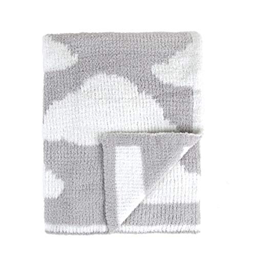 Tadpoles Ultra Soft Reversible Chenille Baby Blanket, for Baby Boys and Girls, Clouds, Grey, 30 x 40 inch