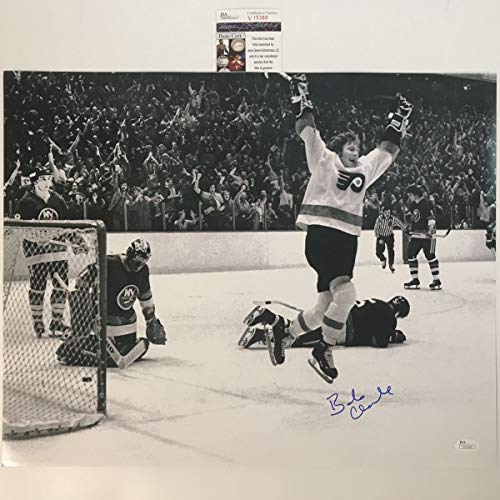 Autographed/Signed Bobby Bob Clarke B&W Philadelphia Flyers 16×20 Hockey Photo JSA COA