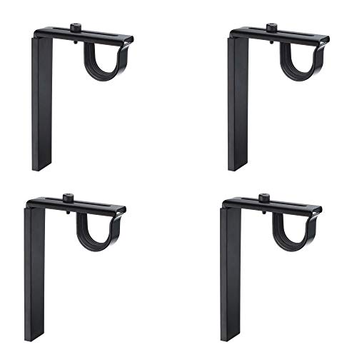 IKEA Betydlig Wall or Ceiling Curtain Rod Brackets Steel Adjustable (Set of 4, Without Expert Setup, Black)