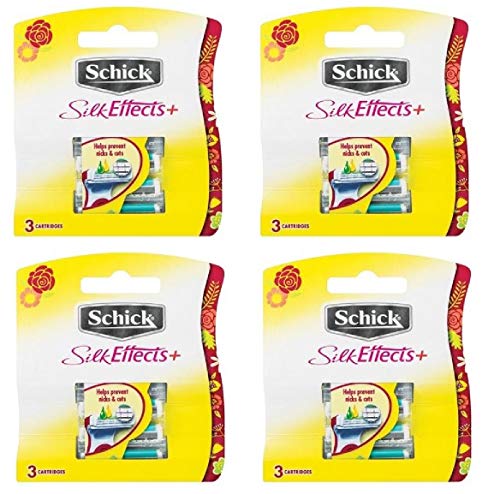 Schick Silk Effects+ Plus Refill Cartridges, 12 Count (Packaging May Vary)