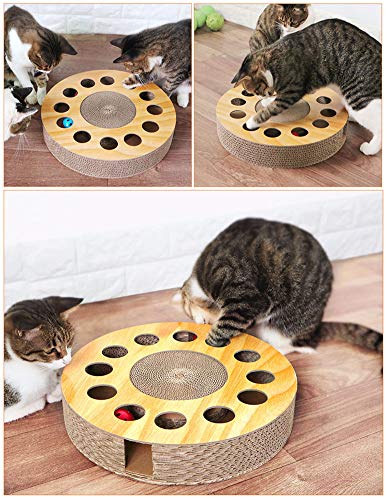 MIAOXSEN Cat Toy with Sturdy Scratching Pads and 2 Jingly Balls for All Ages of Cats
