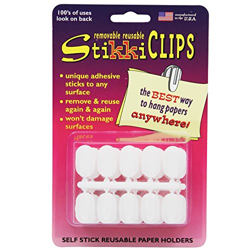 StikkiWorks STK01420BN Stikki Clips Self-Stick Reusable Paper Holders, White, 30 Per Pack, 6 Packs
