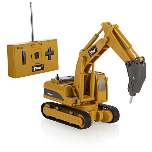 Top Race 4 Channel Mini Remote Control Drill Excavator 1:64 Scale, Mini Construction Toys Series (TR-018)