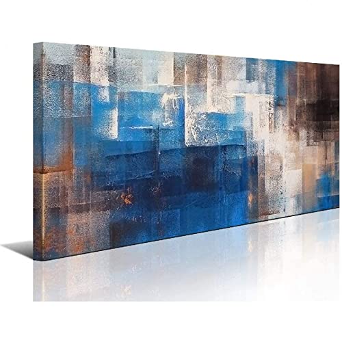 Pogusmavi Large Dark Blue Abstract Wall Art Decor for Living Room Canvas Prints Picture Artwork Office Home Bedroom Wall Decoration 24×48