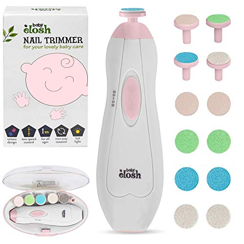 Baby Nail Trimmer File Electric – [Upgraded] Safe Nail Clippers with 12 Units Gift for Newborn Toddler Kids or Women Toes and Fingernails, Care, Polish and Trim, AA Battery Operated (Not Include)