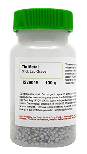 Tin Metal Shot, 100g – Laboratory Grade – Excellent for Chemistry Labs – The Curated Chemical Collection by Innovating Science