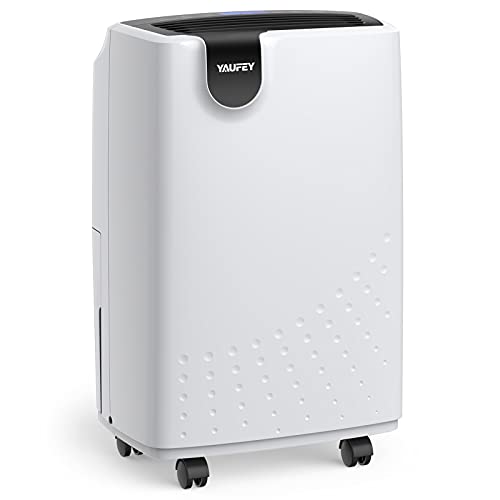 Yaufey 2500 Sq. Ft Home Dehumidifier for Medium to Large Rooms and Basements with Auto or Manual Drainage, 0.48 Gallon Water Tank Capacity – Low Noise and 24 Hr Timer