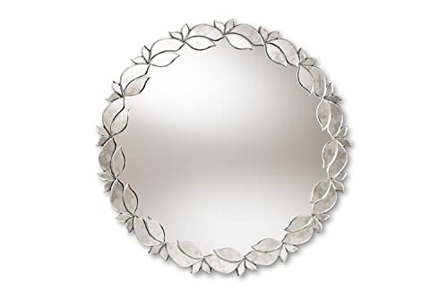 Baxton Studio Luiza Modern and Contemporary Silver Finished Round Petal Leaf Accent Wall Mirror | The Storepaperoomates Retail Market - Fast Affordable Shopping
