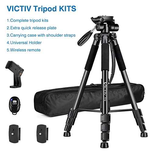 Victiv 72 inch Camera Tripod Monopod, Heavy Duty Tripod Stand for Cameras, Cell Phones, Lightweight and Compact Tripod for Travel Video, Compatible with Canon Nikon DSLR – Black | The Storepaperoomates Retail Market - Fast Affordable Shopping