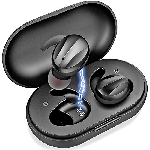 Alpatronix Wireless Earbuds HX500 Waterproof Bluetooth Headphones TWS in Ear Wireless Earphones Rechargeable Stereo Headset w/Qi Charging Case & Mic for iPhone/Samsung Galaxy, Sports&Running – Black