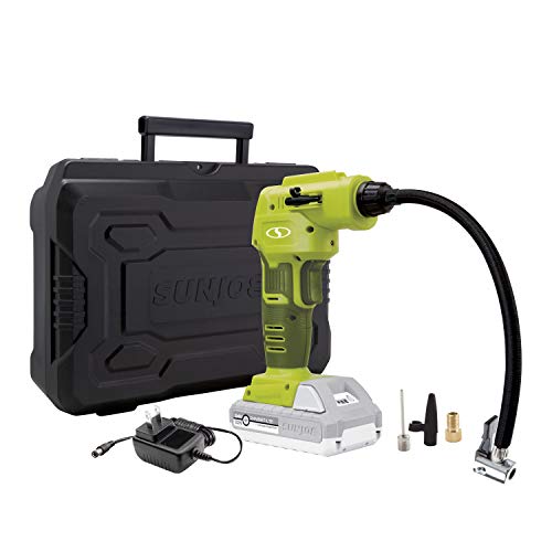 Auto Joe 24V-AJC-LTE 24-Volt iON+ Cordless Portable Air Compressor Kit w/ 2.0-Ah Battery, Charger, Storage Bag, and Nozzle Adapters