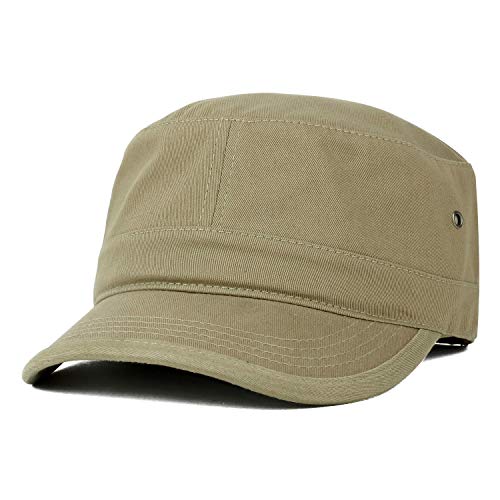 Trendy Apparel Shop Oversize XXL Flat Top Style Army Cap – Khaki – 2XL