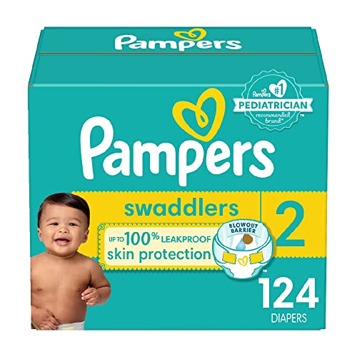 Diapers Size 2, 124 Count – Pampers Swaddlers Disposable Baby Diapers, Giant Pack (Packaging May Vary)