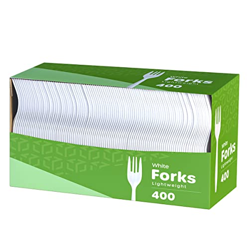 400 Light-Weight White Disposable Plastic Forks