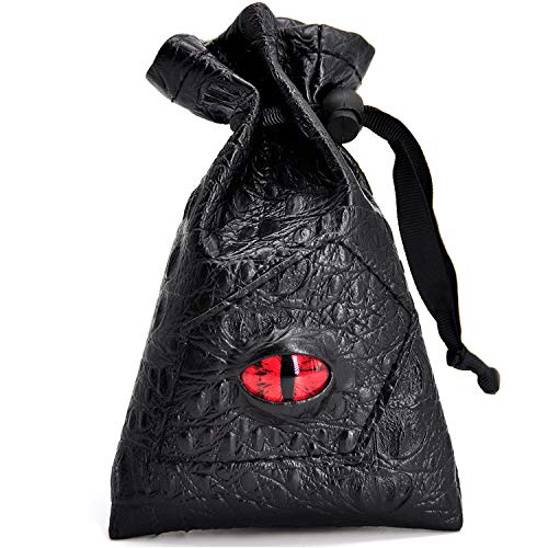 Drawstring Bag PU Leather Dice Pouch Perfect for RPG, D&D, Game