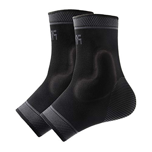 Protle Adjustable Foot Socks, Ankle Brace Compression Support Sleeve with Silicone Gel, Arch Support – Boosts Recovery from Joint Pain, Sprain, Plantar Fasciitis (Black-Medium)