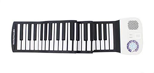 iLearnMusic Roll Up Piano | Portable Keyboard Piano | Hand Roll Electric Piano Keyboard | Premium Silicone & Built-In Speakers (88 Keys, White)