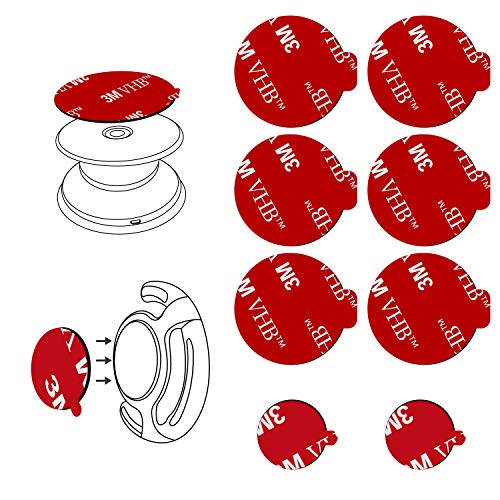 3M Sticky Adhesive Replacement Parts for Pops Socket Base, 6pcs 1.38 Circle Double Sided Tape for Collapsible Grip Stand’s Back, 2pcs VHB Sticker Pads for Car Socket Mount & Cell Phone Magnetic Holder