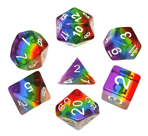 Polyhedral DND Dice Set RPG Rainbow Dice for Dungeons and Dragons(D&D) Role Playing Game,MTG,Pathfinder,Table Game,Math Games Dice Set with Dice Pouch