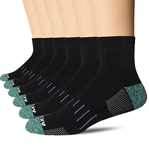 AKOENY Men’s Ankle Athletic Running Quarter Socks (6 Pairs)