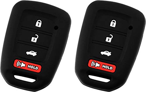 KeyGuardz Keyless Entry Remote Car Key Fob Outer Shell Cover Soft Rubber Protective Case for Honda Accord Civic CR-V HR-V MLBHLIK6-1T (Pack of 2)