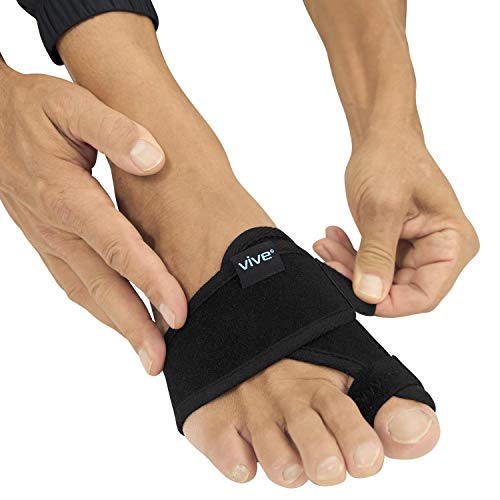 Vive Bunion Corrector for Women & Men (Pair) – Big Toe Brace Straightener with Splint – Hallux Valgus Pad with Adjustable Strap, Joint Pain Relief, Alignment Treatment, Hammer Toe Separator – Orthopedic Sleeve Foot Wrap Support (Black)