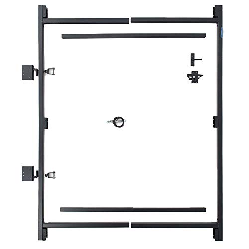 Adjust-A-Gate Steel Frame Lockable 2-Way Gate with Installation Building Kit, 36″-60″ Wide Opening Up to 7′ High