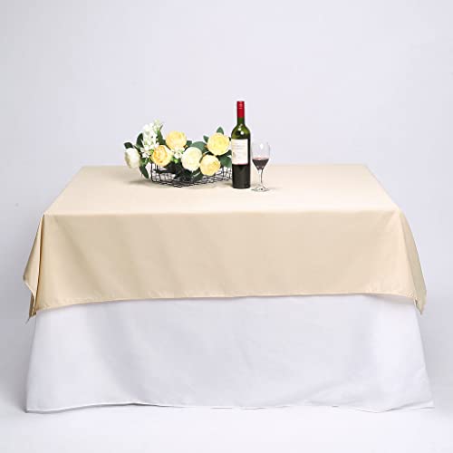 TABLECLOTHSFACTORY 70″ Square Linens Beige Wholesale Linens Polyester Square Linen Tablecloth for Wedding Banquet Party Restaurant