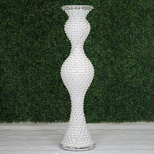 TABLECLOTHSFACTORY 40″ Magical Mermaid Style Mirror Mosaic and Pearl Studded Floor Vase Wedding Centerpiece for Wedding Banquet Party Event